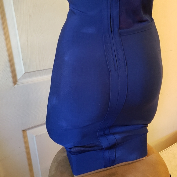 Bebe Y2k royal blue bodycon bandage dress with front mesh cutout XS - Picture 10 of 11